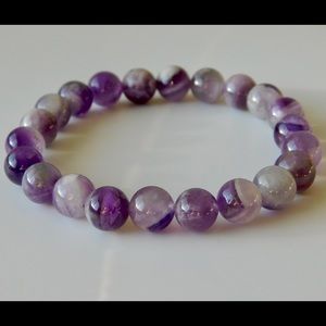 Serenity Purple Amethyst Crystal Bead Stretch Healing Bracelet